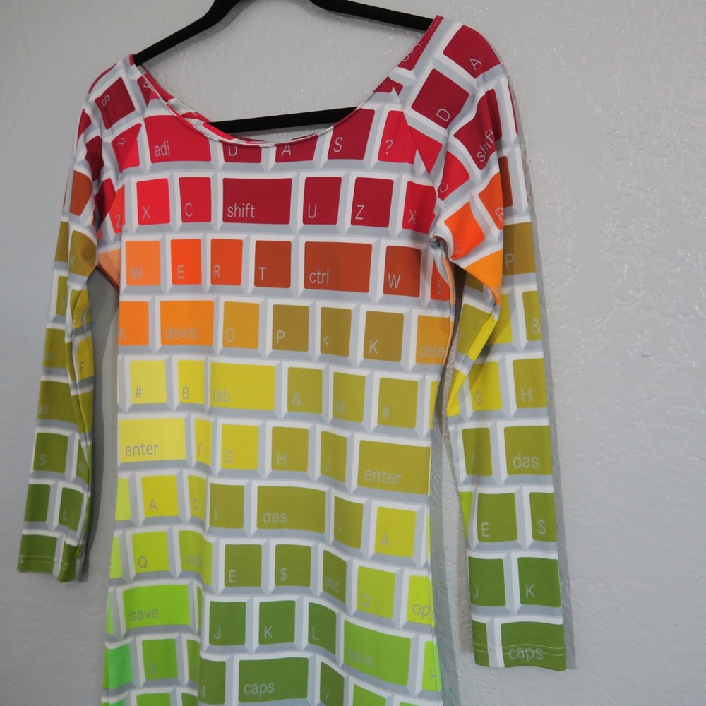 Jeremy Scott x Adidas Colorful Keyboard Key Dress RARE Rainbow Colors Maxi - Picture 8 of 12